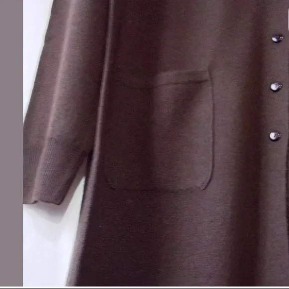 MARCHESIN Brown Merino Wool Cardigan XXL-XXXL - Picture 7 of 7